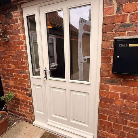 White timber windows and door