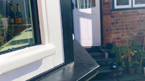 Close up of timber bay window