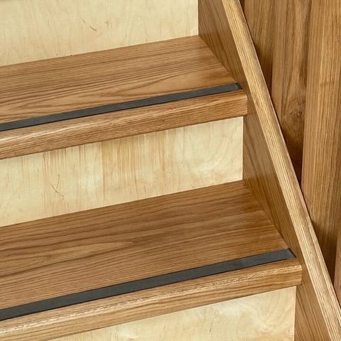 Square size of an image of staircase renovation results with anti-slip grip on the stairs 1