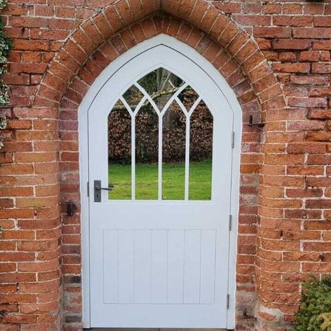 Walled garden gothic timber gate 3 2