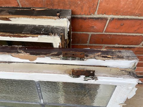 Damaged stained glass windows