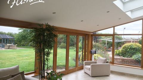 Timber conservatory with french doors